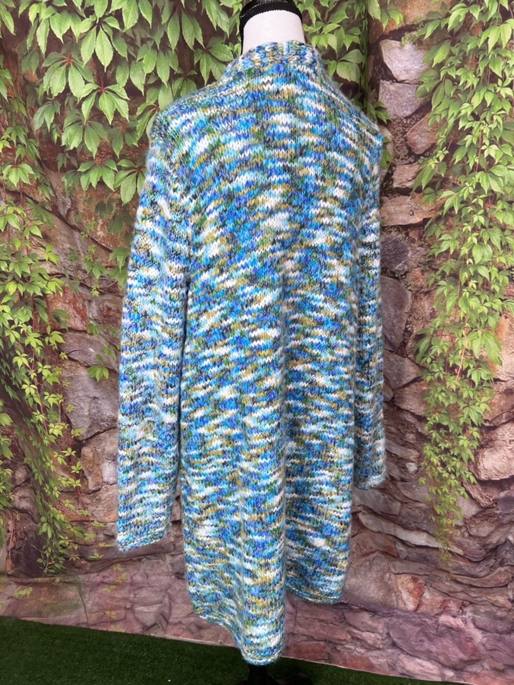 J. JILL Marled Blue Longline Open Cardigan, L - Picture 6 of 10